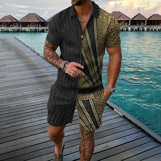Asymmetry Polo Shirt And Shorts Co-Ord