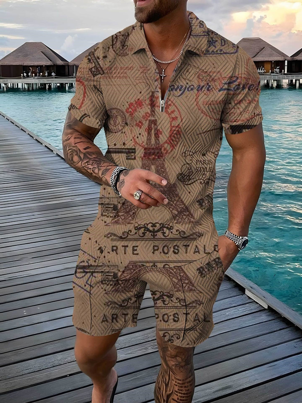 Postal Paris Polo Shirt And Shorts Co-Ord