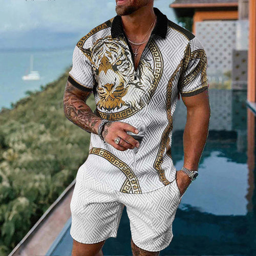 Golden Tiger Polo Shirt And Shorts Co-Ord